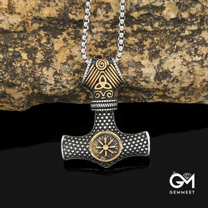 Viking Thor's Hammer Rune Titanium Steel Necklace