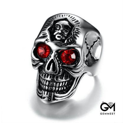 Vintage Punk Red-eyed Ghost Head Ring