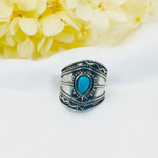 Boho Style Water Drop Turquoise Ring