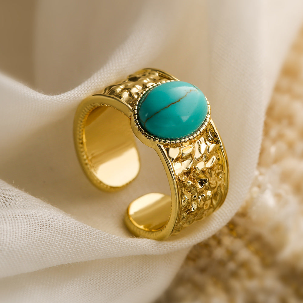 Bohemia Turquoise Thick Band Ring