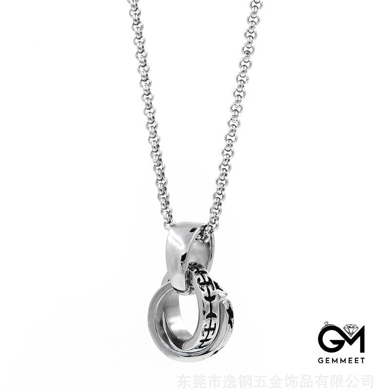 Three Rings Stainless Steel Loop Necklace