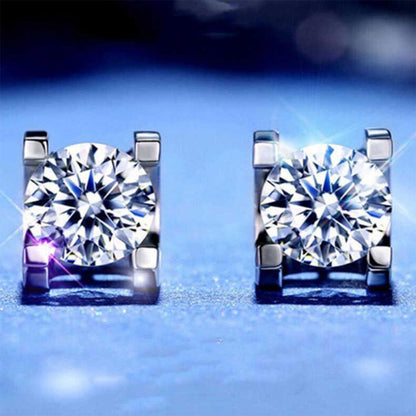 White Gold Solitaire Prong Settings Moissanite Stud Earrings