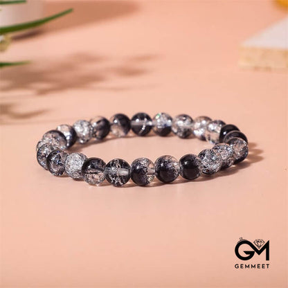 Transparent Black Contrast Beaded Mens Bracelet