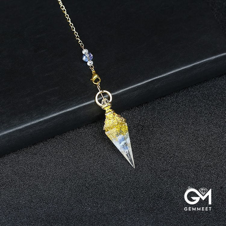 Crystal Resin Hexagonal Pyramid Pendulum