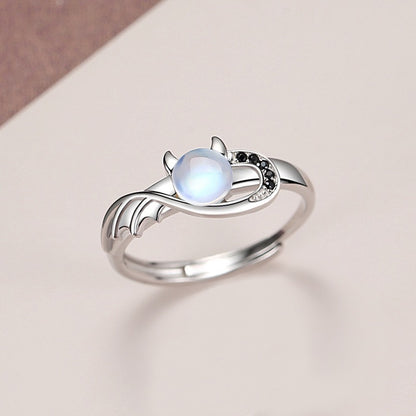 Angel Devil Moonstone Couple Ring