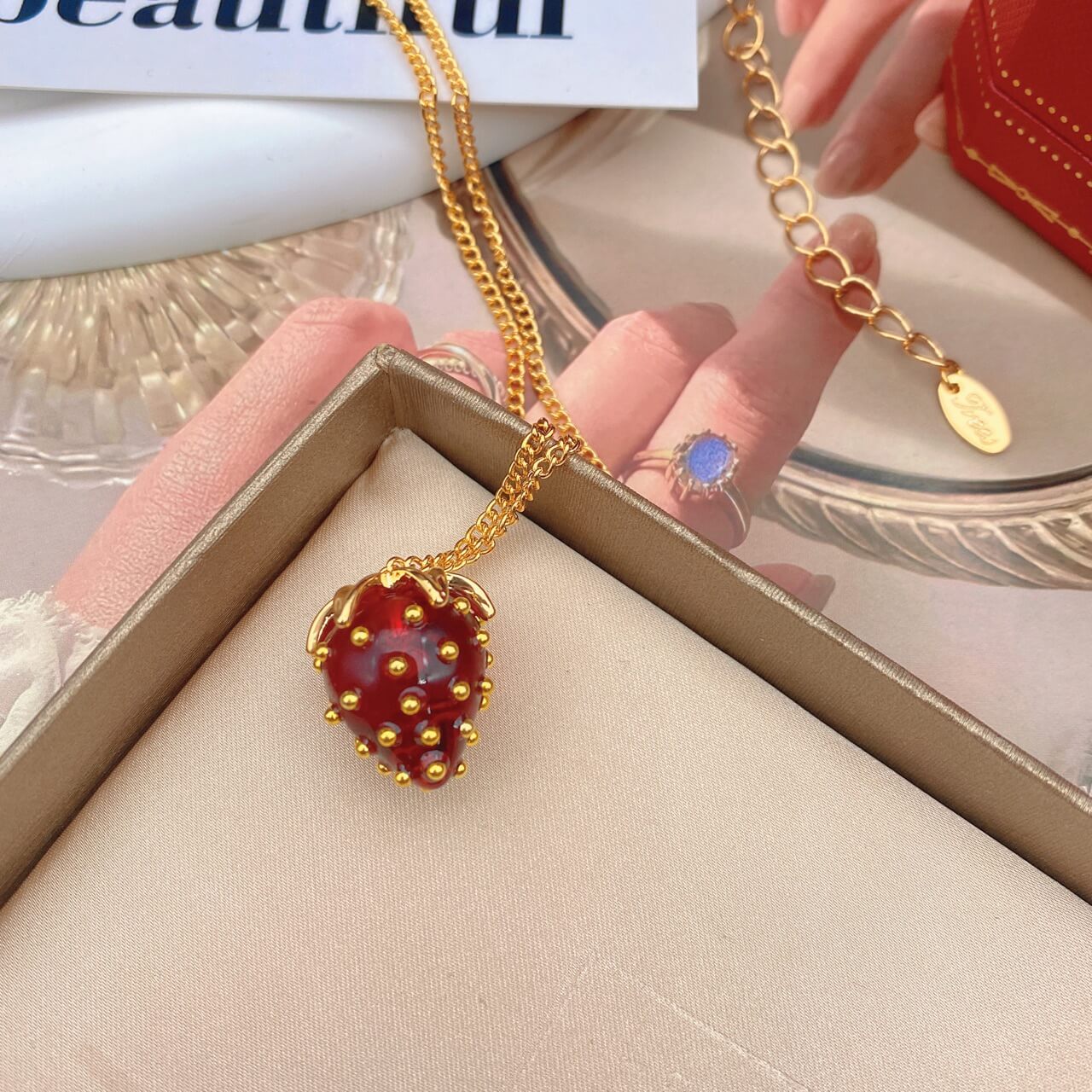 Beautiful Three-dimensional Red Strawberry Necklace