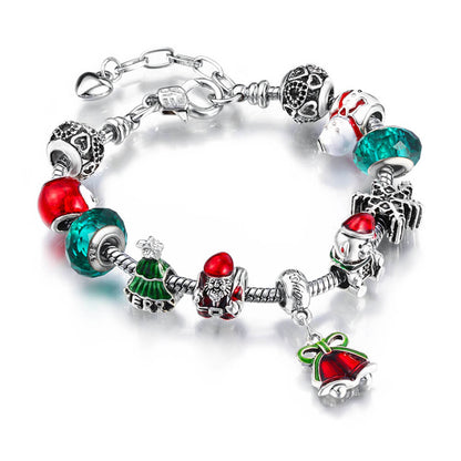 Christmas Zinc Alloy Plating Oil Drop Santa Claus Crystal Bell Bracelet