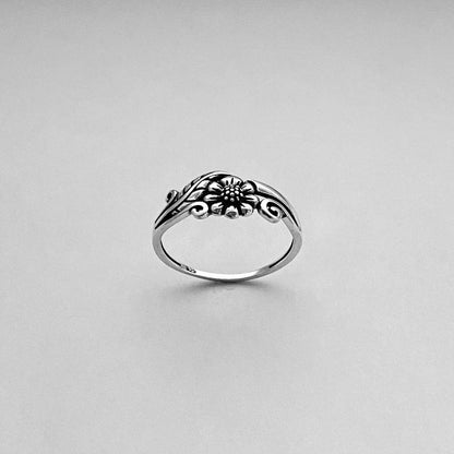 Flower Floral Daisy Silver Ring