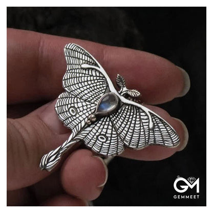 Silver Butterfly Moonstone Necklace