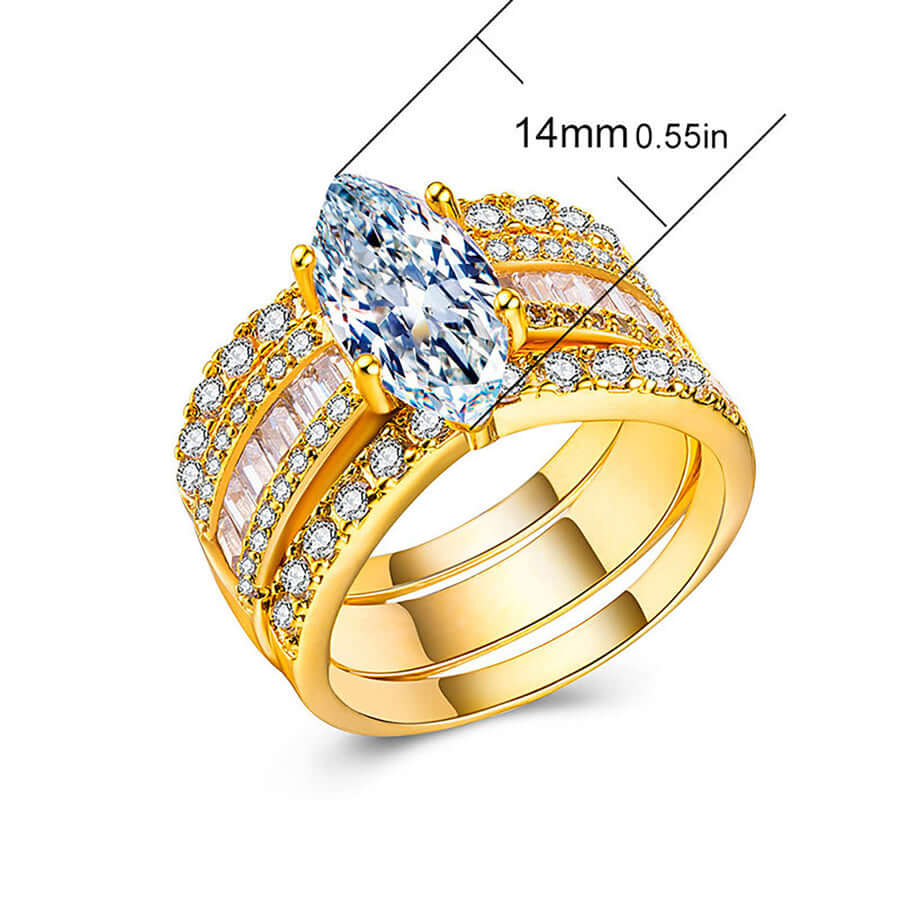 Luxury Inlaid Rhinestones Detachable 3-Piece Ring