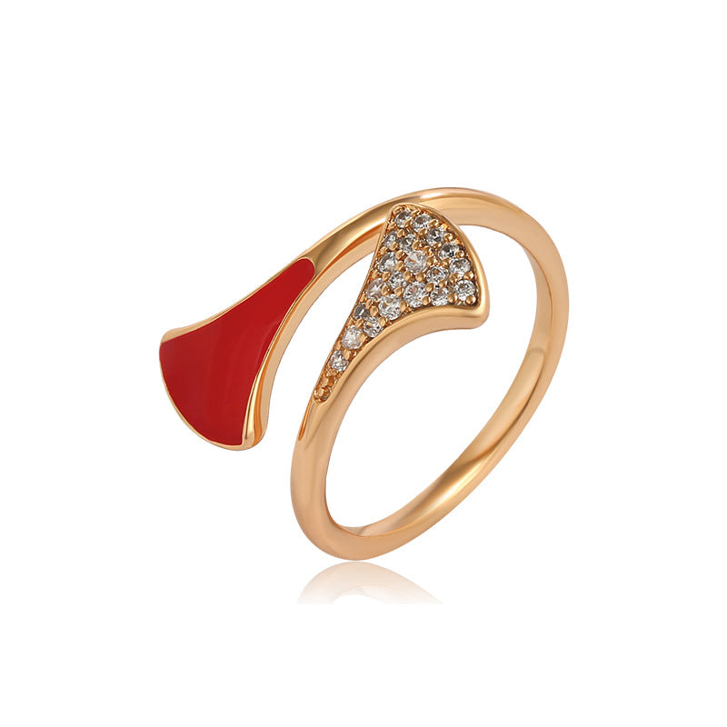 Light Luxury Fan-shaped Retro Temperament Zircon Ring