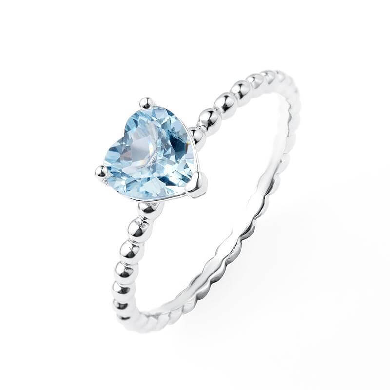 Fashion Simple Aquamarine Heart Ring