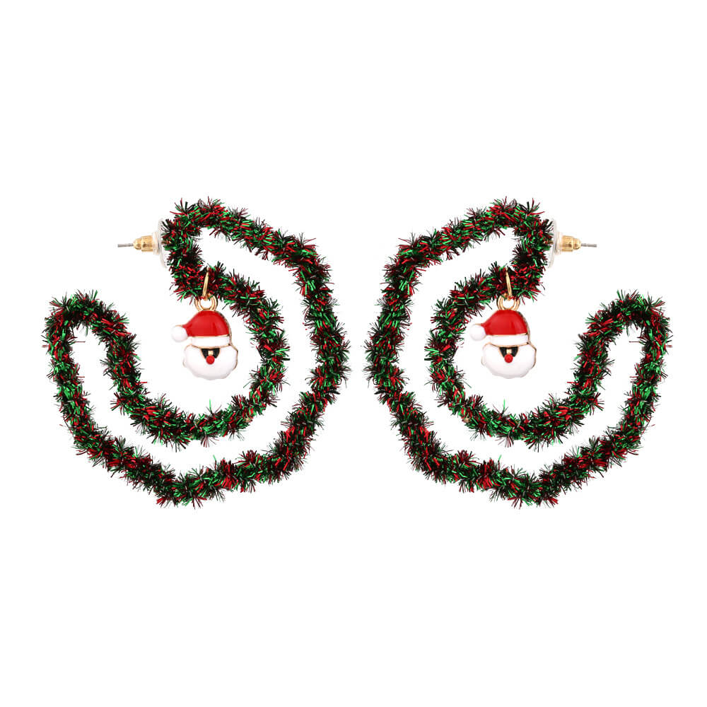 Christmas Earrings Handwoven Glitter Alloy Drip Oil Santa Claus Earrings