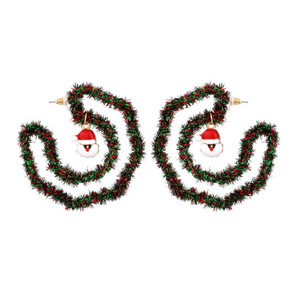 Christmas Earrings Handwoven Glitter Alloy Drip Oil Santa Claus Earrings