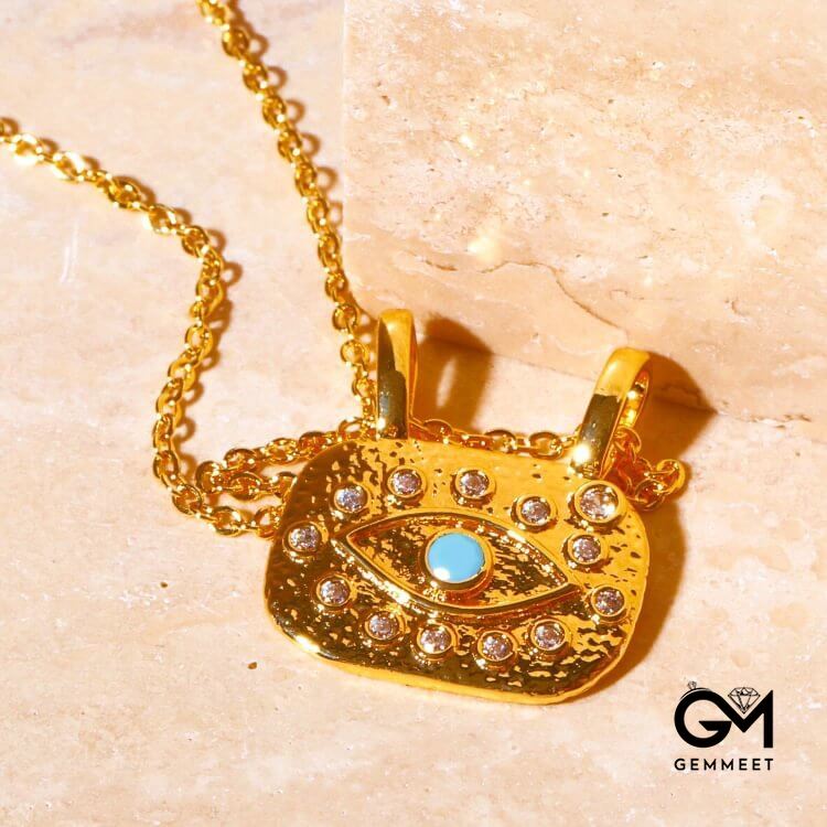 Evil Eye Copper Gold Plated Zircon Necklace