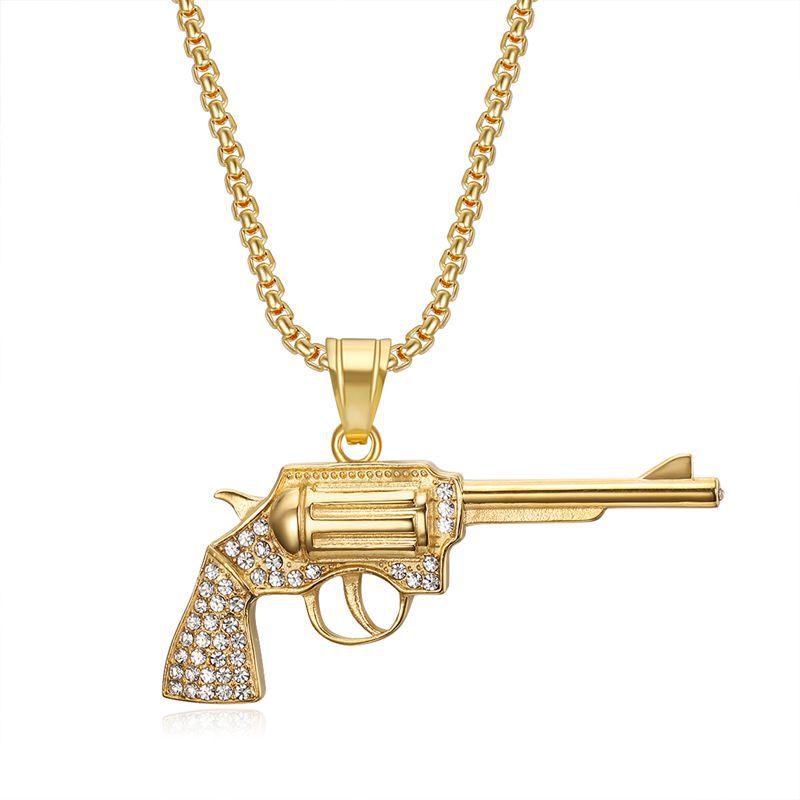 Hip Hop Plated Revolver Pendant