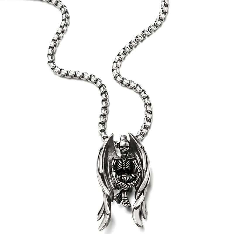 Gothic Skeleton Angel of Death Necklace