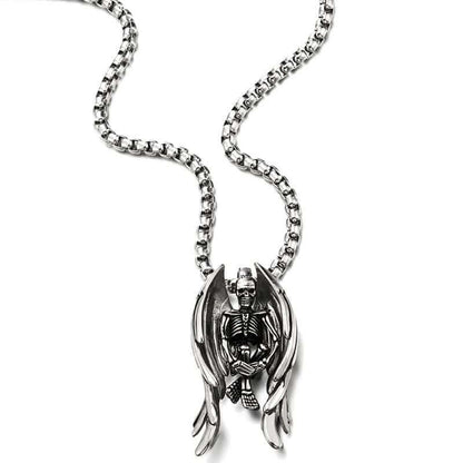 Gothic Skeleton Angel of Death Necklace