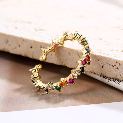 Color Stones Irregular Thin Band Ring