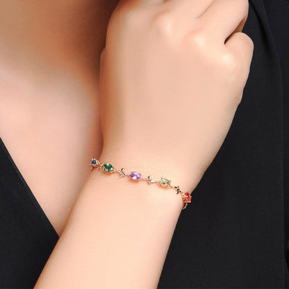 New 3.3 Carat Colored Imitation Sapphire Bow Bracelet Gold Colored Gemstone Bracelet