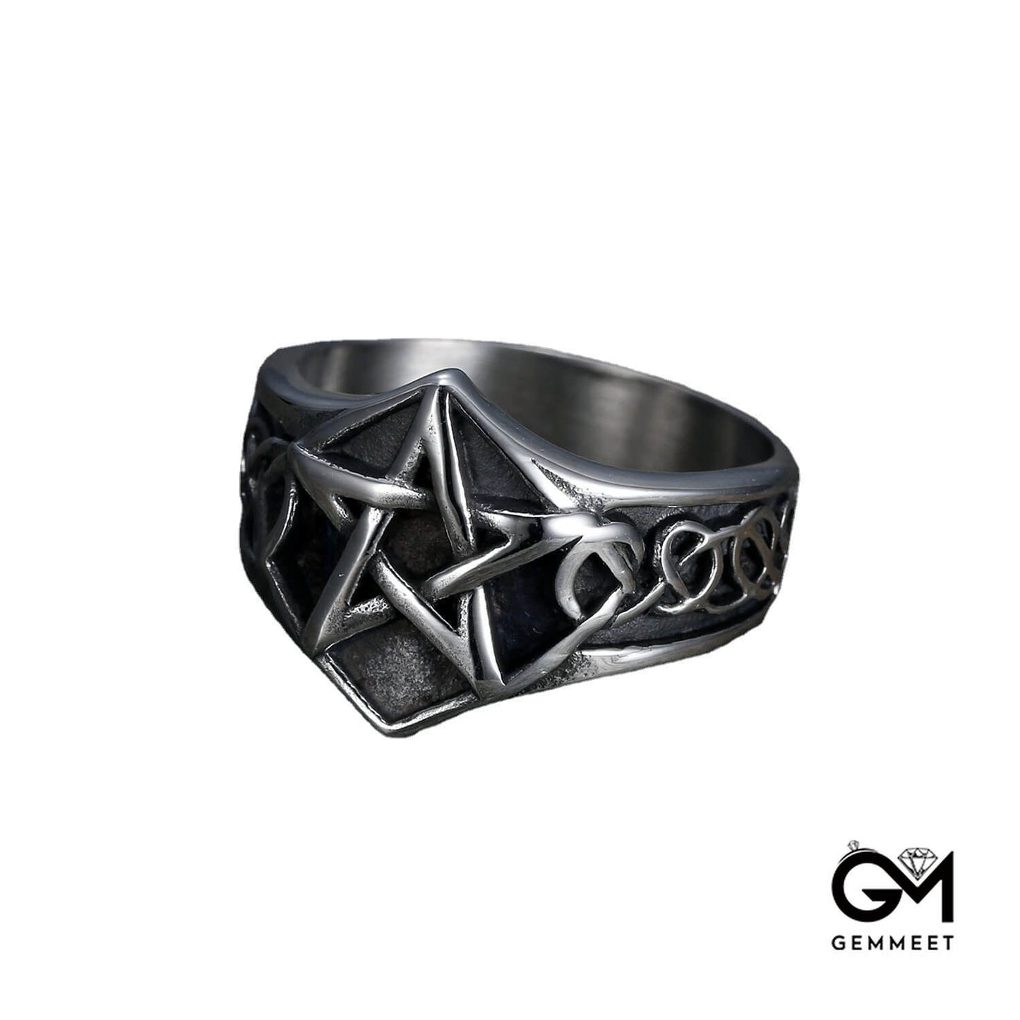 Titanium Steel Pentagram Lucifer Satan Ring