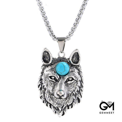 Domineering Simple Alloy Wolf Head Men's Skull Necklace