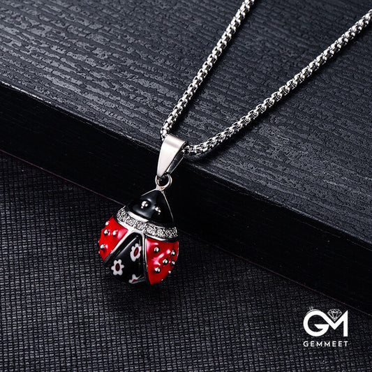 Titanium Steel Simple Seven Star Ladybug Necklace