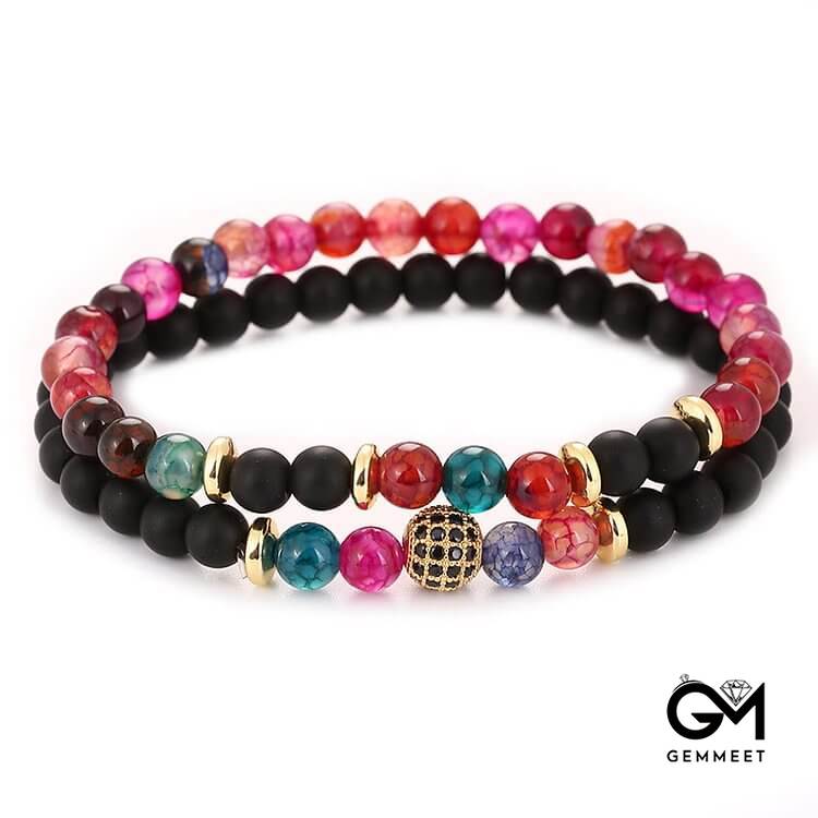 Crystal Two Layer Beaded Men Bracelet