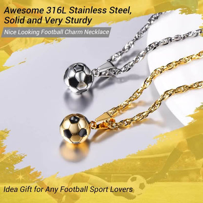 3D Soccer Football Charm Necklace