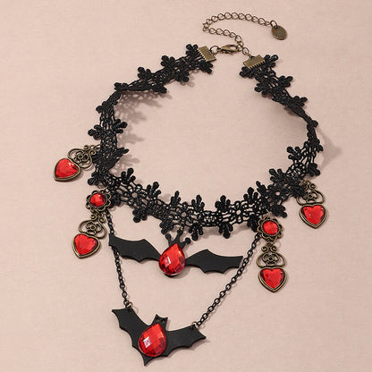 Halloween Bat Necklace Creative Personality Lace Necklace Necklace