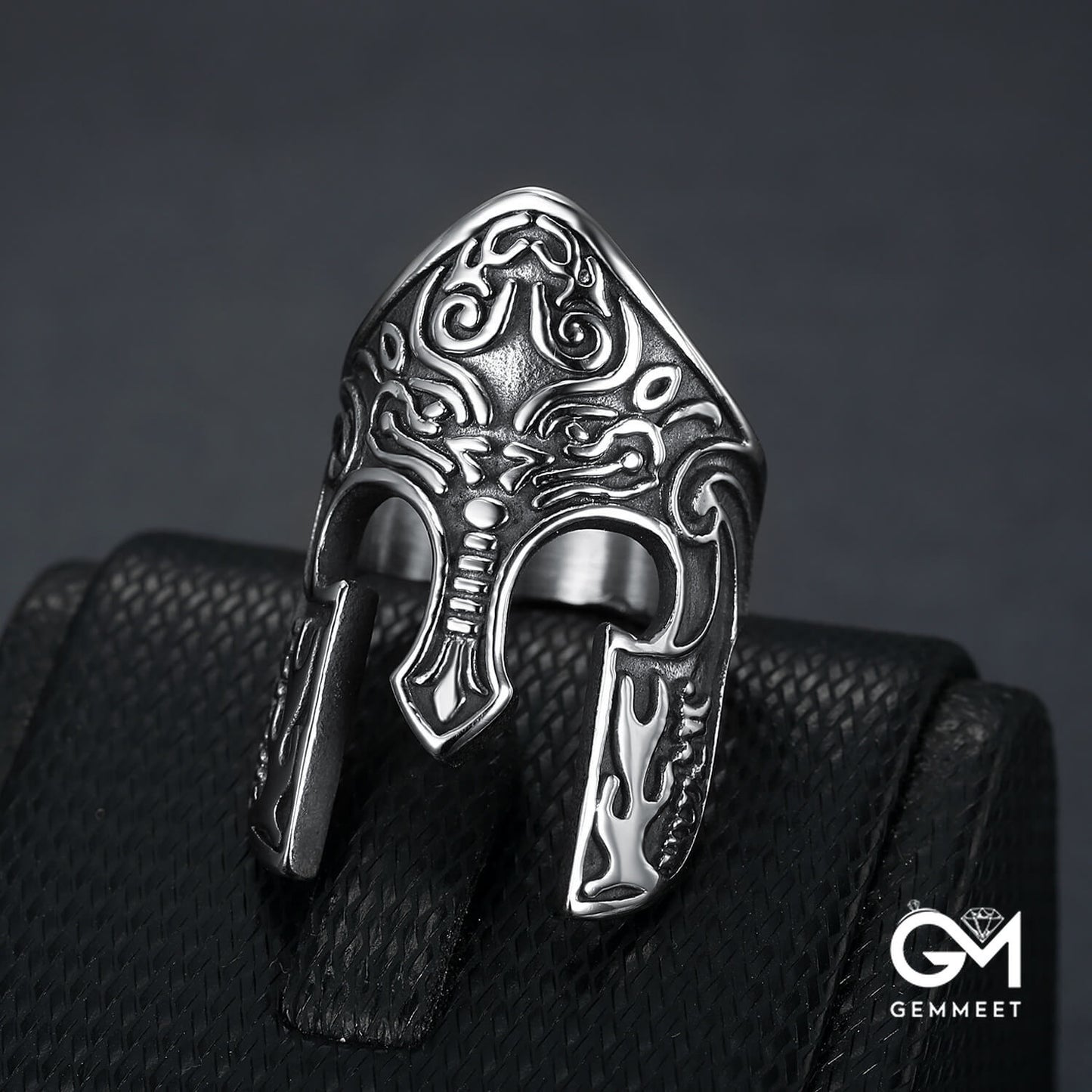 Stainless Steel Armor Warrior Mask for Men Ring