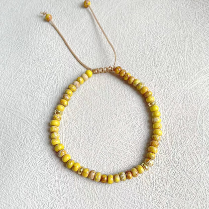 Bright Yellow Turquoise Flat Bead Bracelet