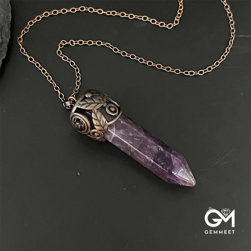 Crystal Amethyst Hexagon Necklace