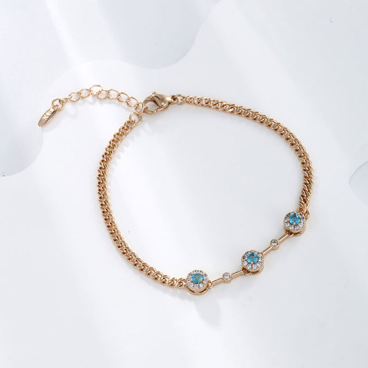 Women's Imitation Stone Aquamarine Inlaid Bracelet