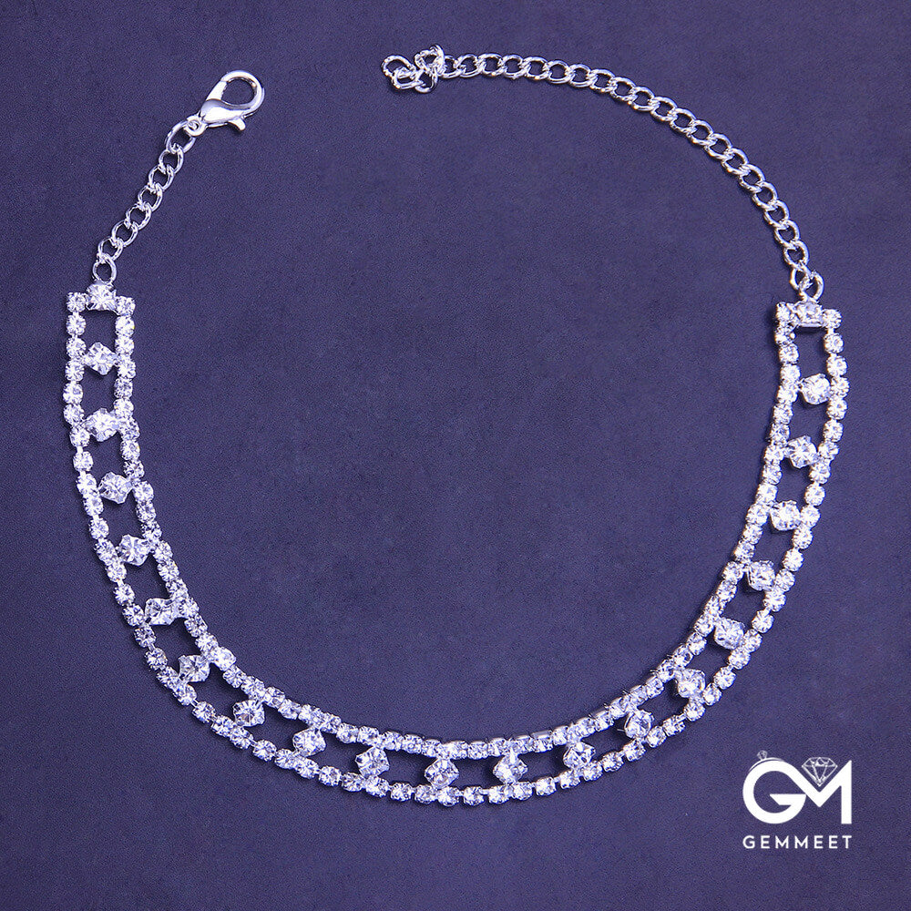 Summer Shiny Zircon Hollow Anklet