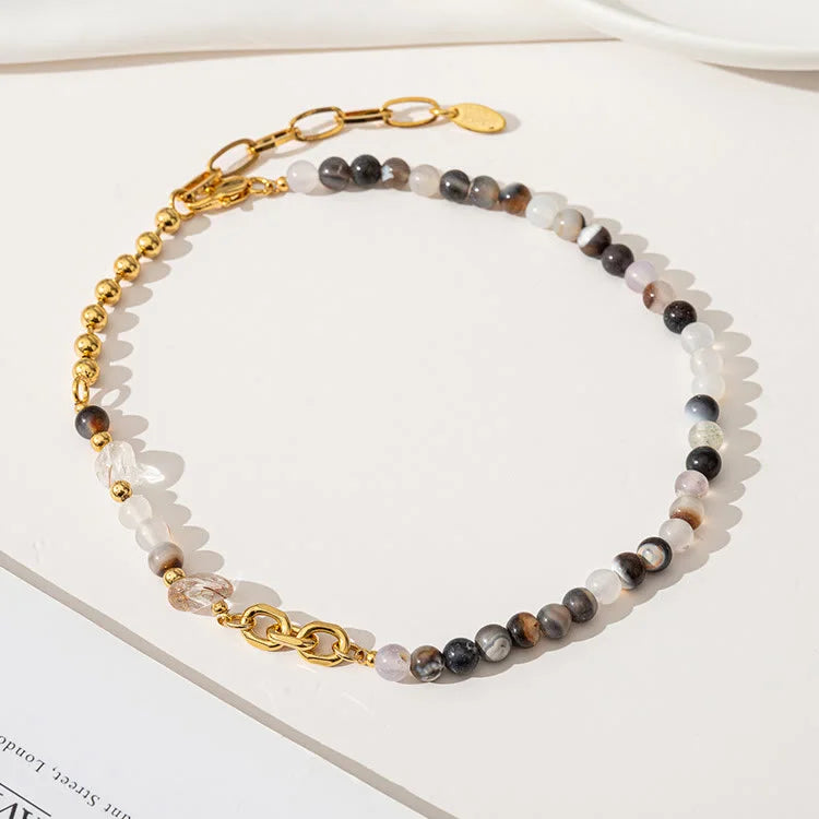 Natural Stone Semi Precious Stone Beaded Clavicle Necklace