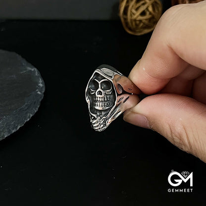 Stainless Steel  Skull Reaper Punk Ring