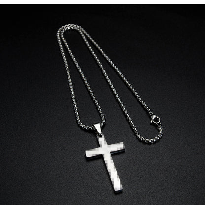 Titanium Steel Cross Pendant Chain Necklace