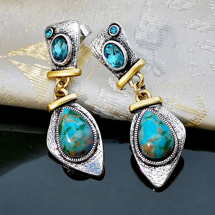 Emperor Stone Blue Topaz Silver Earrings