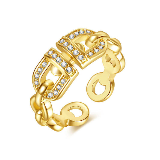 Fashion Creative Personality Design Double D All-match Hollow Open Ring