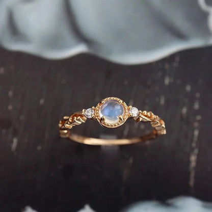 Natural Moonstone Zircon Delicate Ring