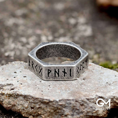 Simple Personality Hexagonal Nut Men's Ring