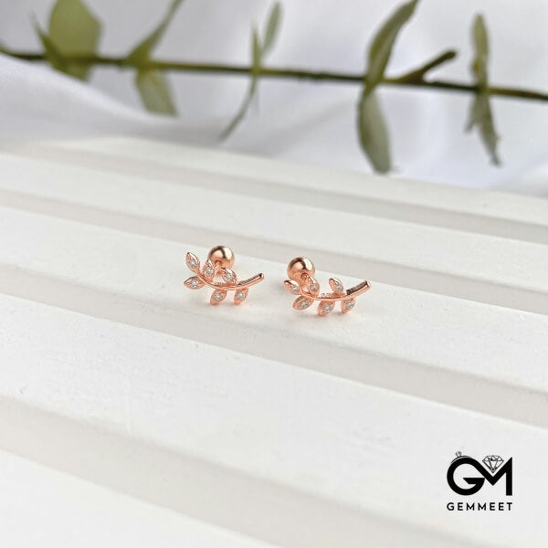 S925 Sterling Silver Leaf Stud Earrings