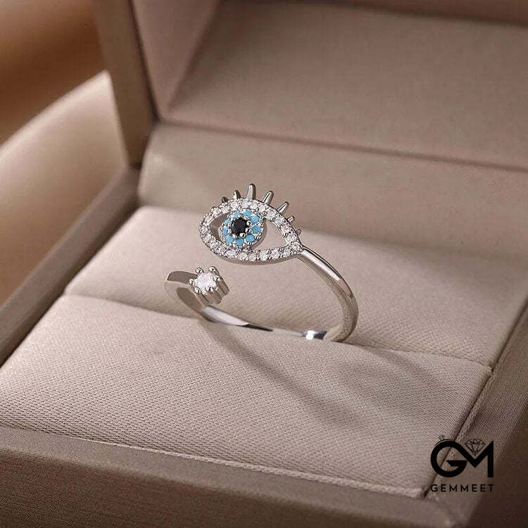 Evil Eye Diamond Adjustable Ring