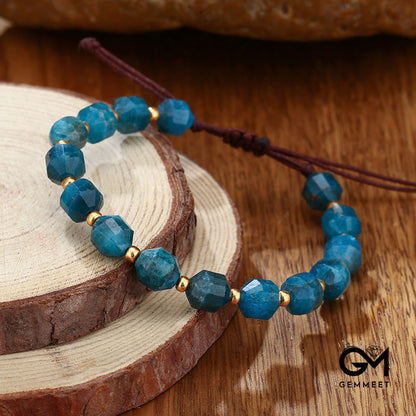 Vintage Blue Apatite Cut Bead Bracelet