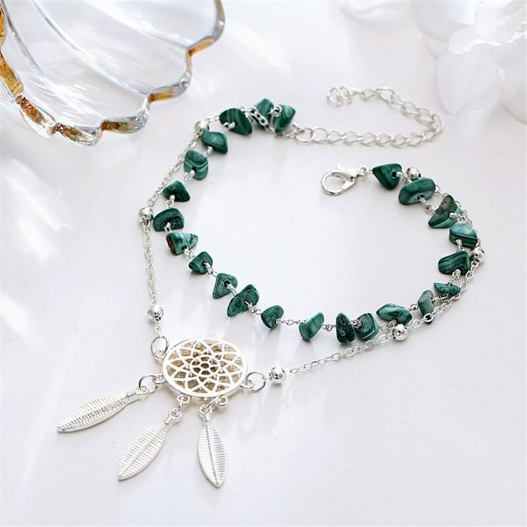 Natural Malachite Gravel String Bracelet Anklet