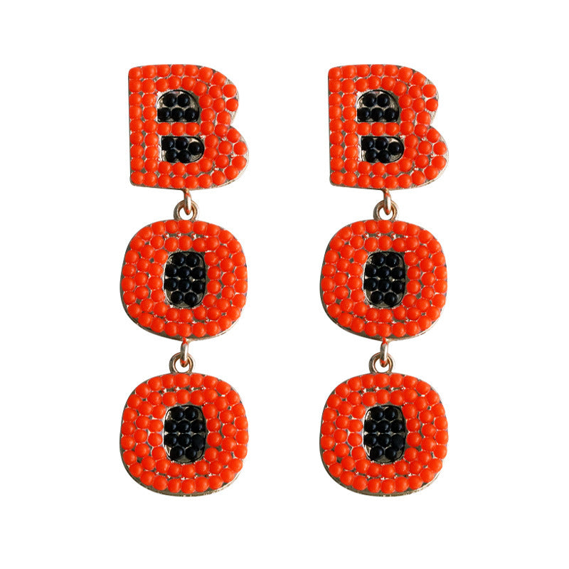 Halloween Creative Simple Letter Boo Scary Bead Earrings