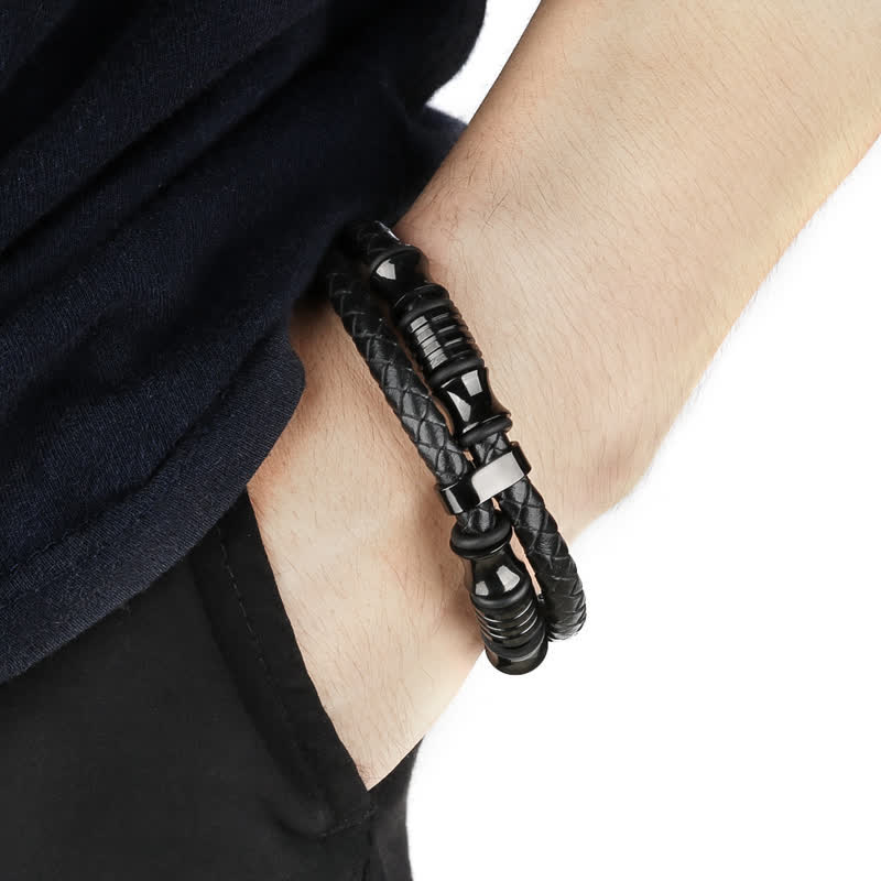 Men's Leather Multilayer Braided Rope Bracelet