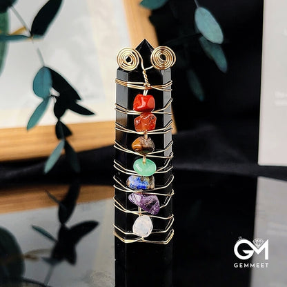 Seven Chakra Crystal Tower Point Wire Wrapped