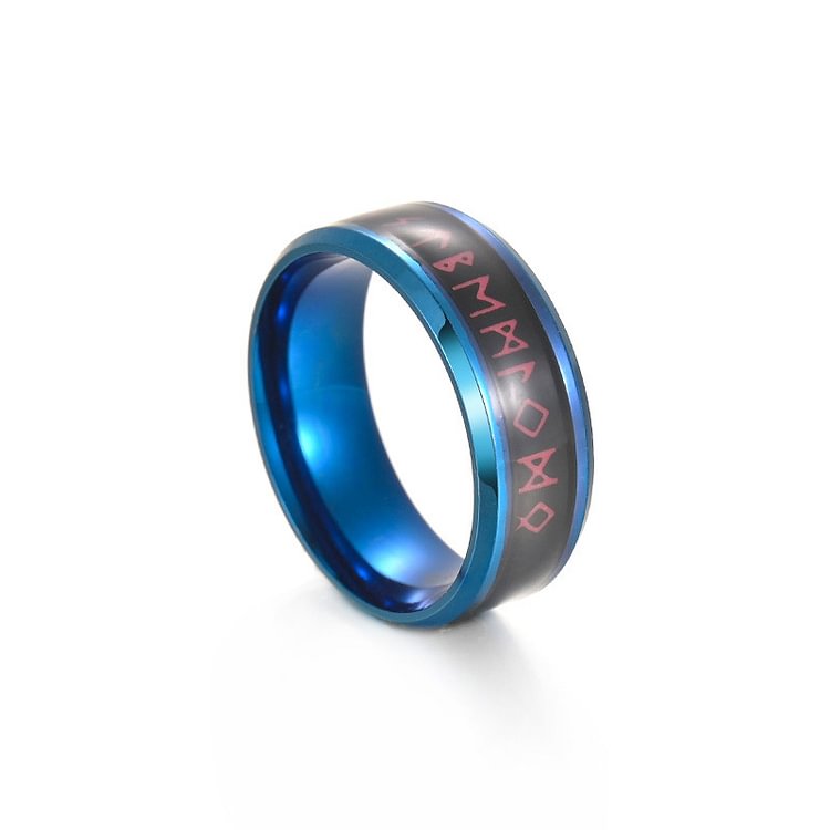 Release Stress Viking Rune Red Font Turnable Ring